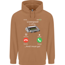 Liverpool Is Calling Funny Football Mens 80% Cotton Hoodie Caramel Latte
