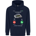 Liverpool Is Calling Funny Football Mens 80% Cotton Hoodie Navy Blue