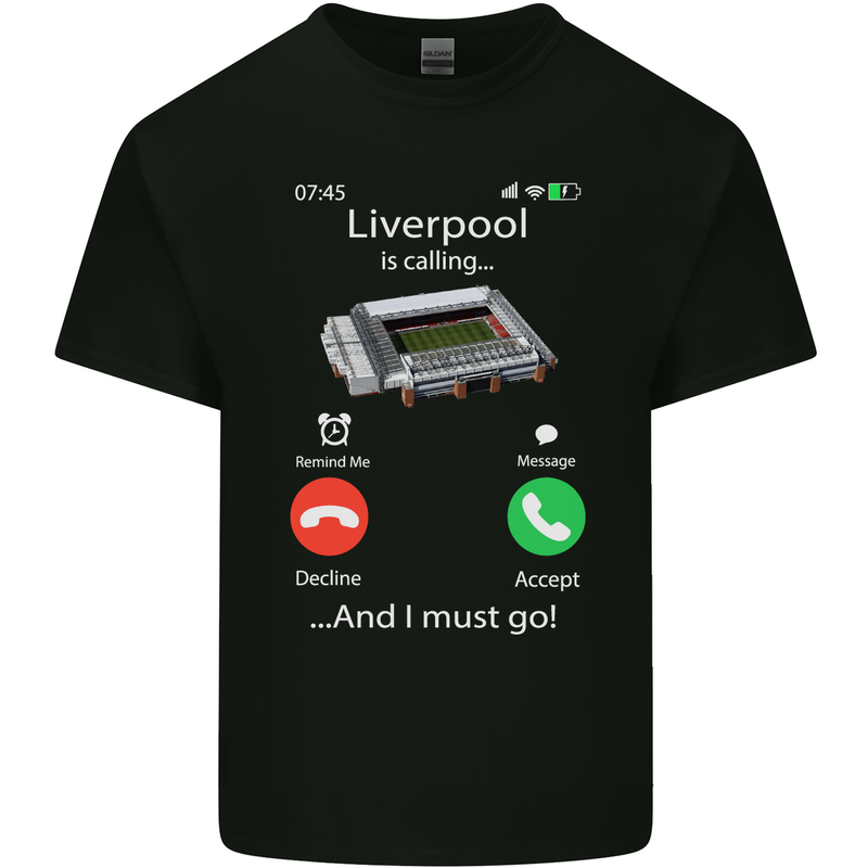 Liverpool Is Calling Funny Football Mens Cotton T-Shirt Tee Top Black