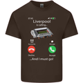Liverpool Is Calling Funny Football Mens Cotton T-Shirt Tee Top Dark Chocolate
