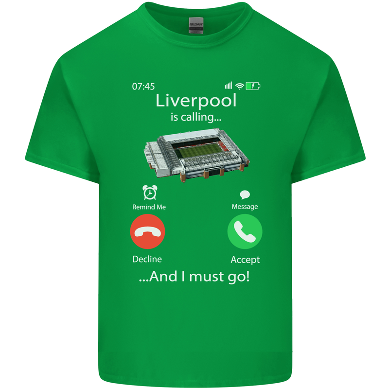 Liverpool Is Calling Funny Football Mens Cotton T-Shirt Tee Top Irish Green