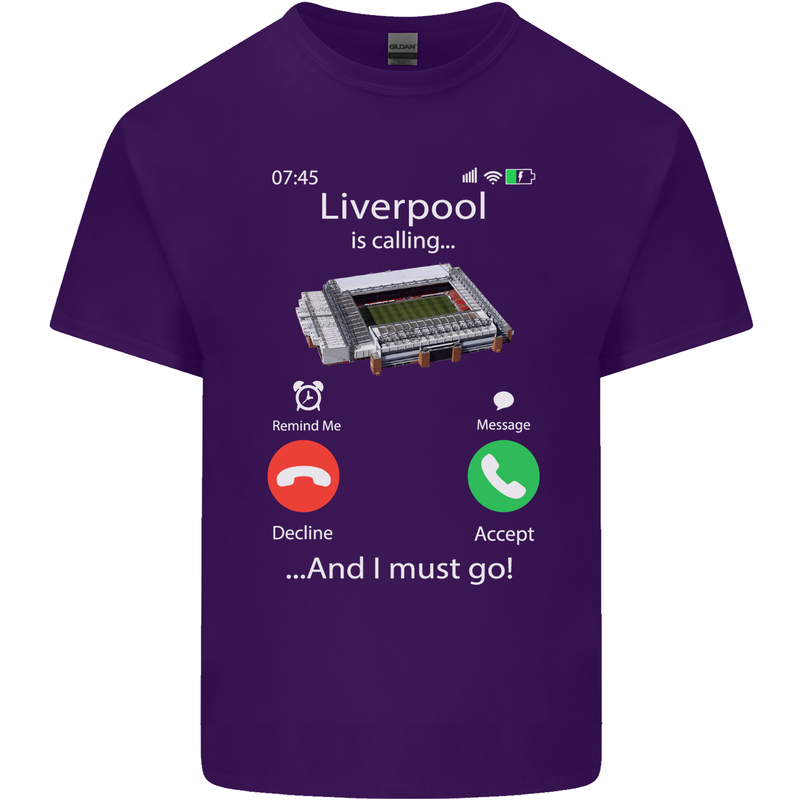 Liverpool Is Calling Funny Football Mens Cotton T-Shirt Tee Top Purple