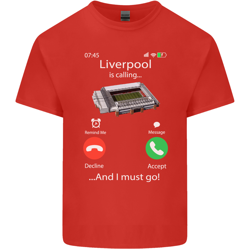 Liverpool Is Calling Funny Football Mens Cotton T-Shirt Tee Top Red