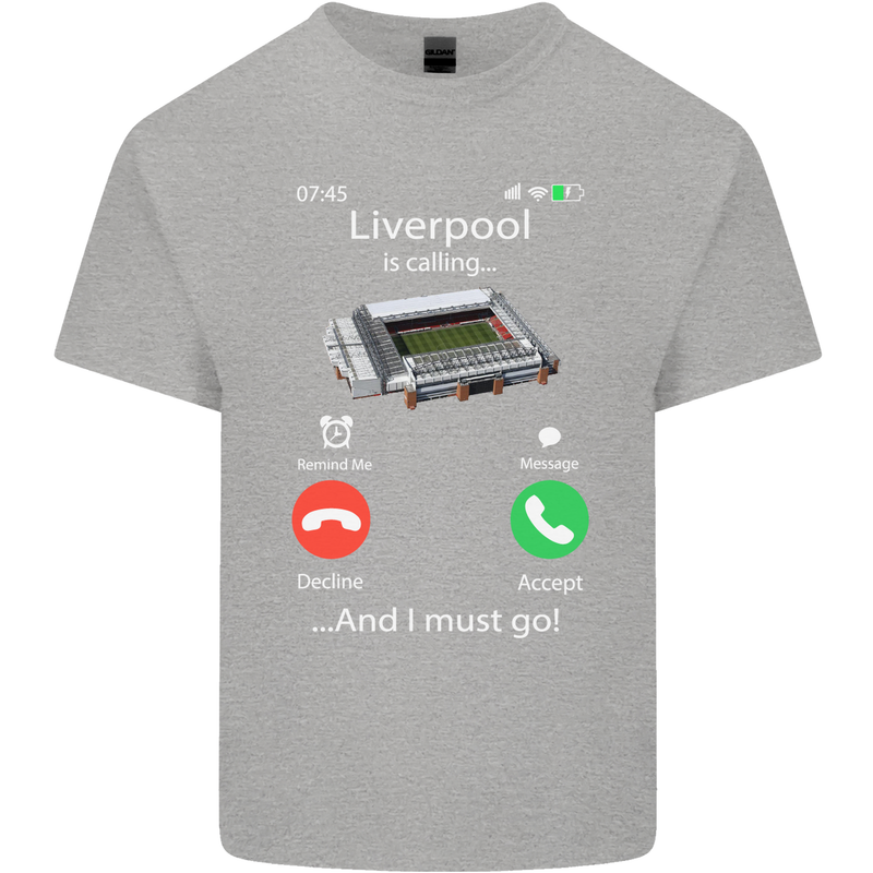 Liverpool Is Calling Funny Football Mens Cotton T-Shirt Tee Top Sports Grey