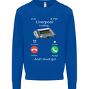 Liverpool Is Calling Funny Football Mens Sweatshirt Jumper Royal Blue