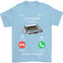 Liverpool Is Calling Funny Football Mens T-Shirt Cotton Gildan Light Blue