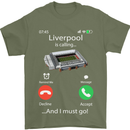 Liverpool Is Calling Funny Football Mens T-Shirt Cotton Gildan Military Green