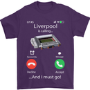 Liverpool Is Calling Funny Football Mens T-Shirt Cotton Gildan Purple