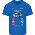 Liverpool Is Calling Funny Football Mens V-Neck Cotton T-Shirt Royal Blue
