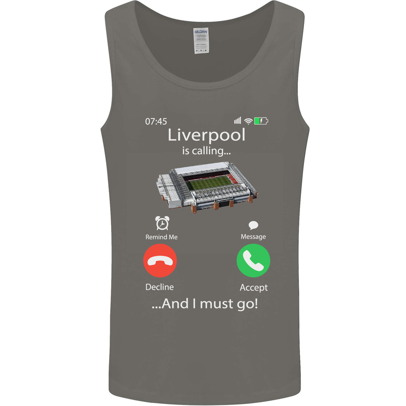 Liverpool Is Calling Funny Football Mens Vest Tank Top Charcoal