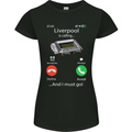 Liverpool Is Calling Funny Football Womens Petite Cut T-Shirt Black