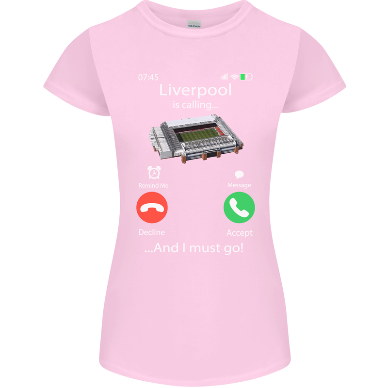 Liverpool Is Calling Funny Football Womens Petite Cut T-Shirt Light Pink