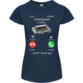 Liverpool Is Calling Funny Football Womens Petite Cut T-Shirt Navy Blue