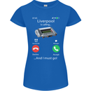Liverpool Is Calling Funny Football Womens Petite Cut T-Shirt Royal Blue