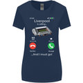 Liverpool Is Calling Funny Football Womens Wider Cut T-Shirt Navy Blue