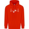 Lizard ECG Gekko Pulse Iguana Gecko Childrens Kids Hoodie Bright Red
