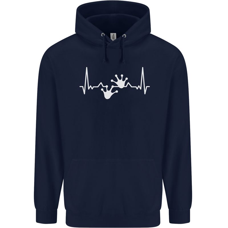 Lizard ECG Gekko Pulse Iguana Gecko Childrens Kids Hoodie Navy Blue