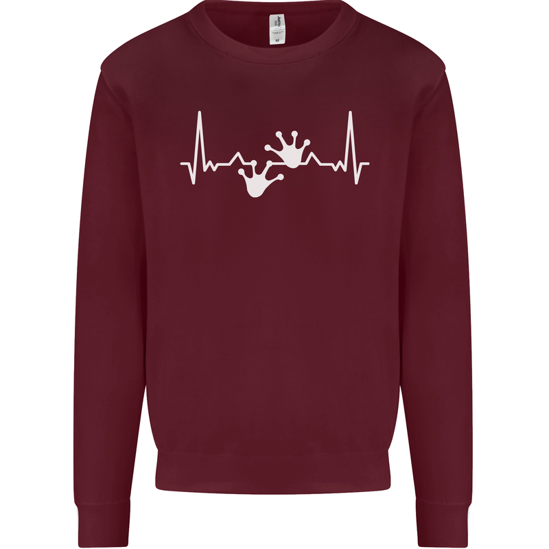 Lizard ECG Gekko Pulse Iguana Gecko Kids Sweatshirt Jumper Maroon