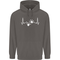 Lizard ECG Gekko Pulse Iguana Gecko Mens 80% Cotton Hoodie Charcoal