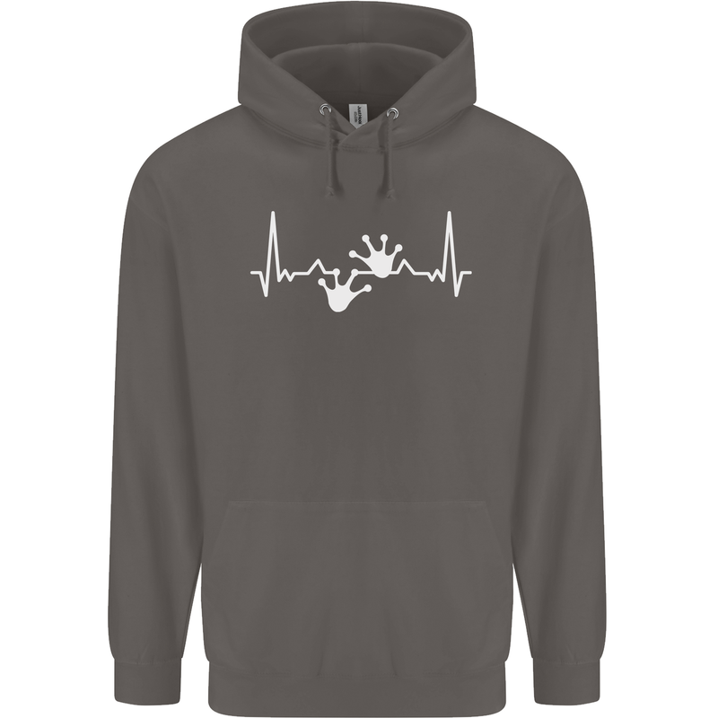 Lizard ECG Gekko Pulse Iguana Gecko Mens 80% Cotton Hoodie Charcoal