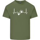 Lizard ECG Gekko Pulse Iguana Gecko Mens Cotton T-Shirt Tee Top Military Green