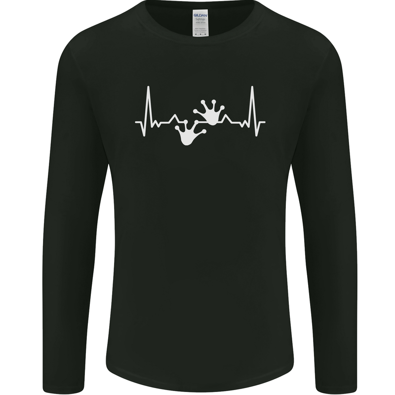 Lizard ECG Gekko Pulse Iguana Gecko Mens Long Sleeve T-Shirt Black