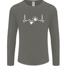 Lizard ECG Gekko Pulse Iguana Gecko Mens Long Sleeve T-Shirt Charcoal