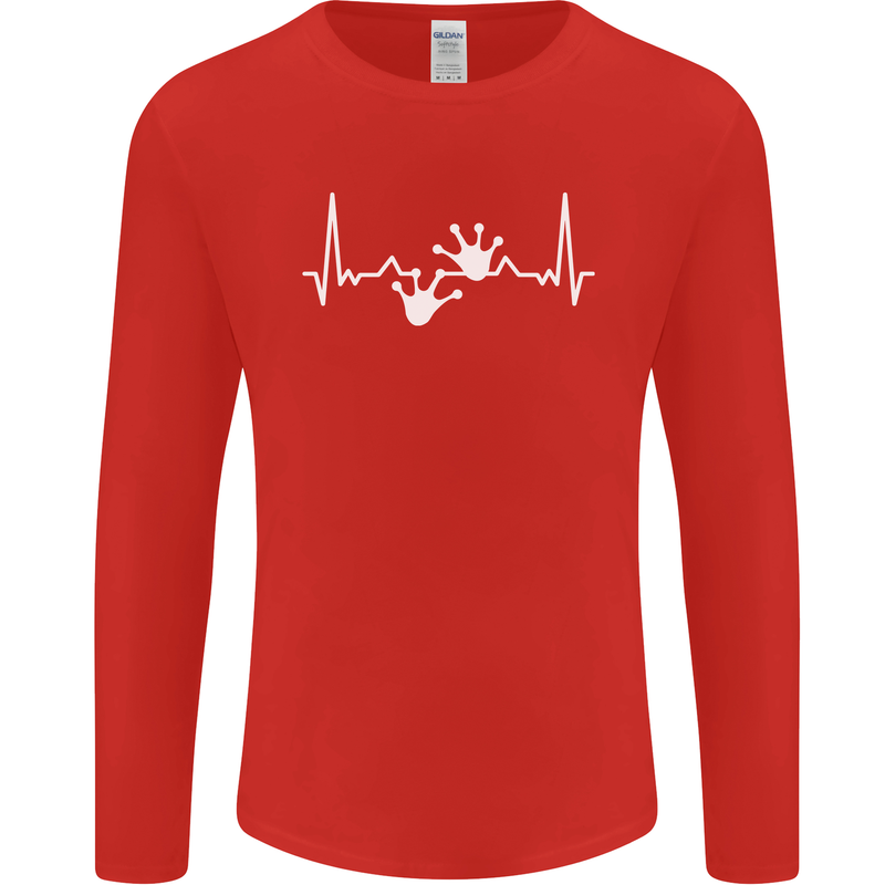 Lizard ECG Gekko Pulse Iguana Gecko Mens Long Sleeve T-Shirt Red
