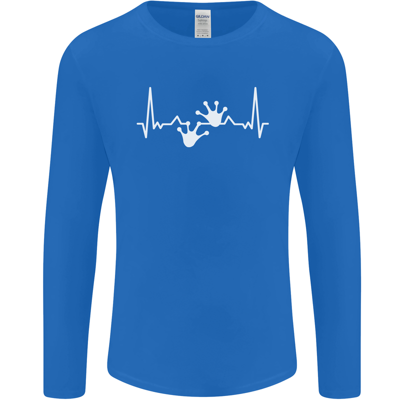 Lizard ECG Gekko Pulse Iguana Gecko Mens Long Sleeve T-Shirt Royal Blue