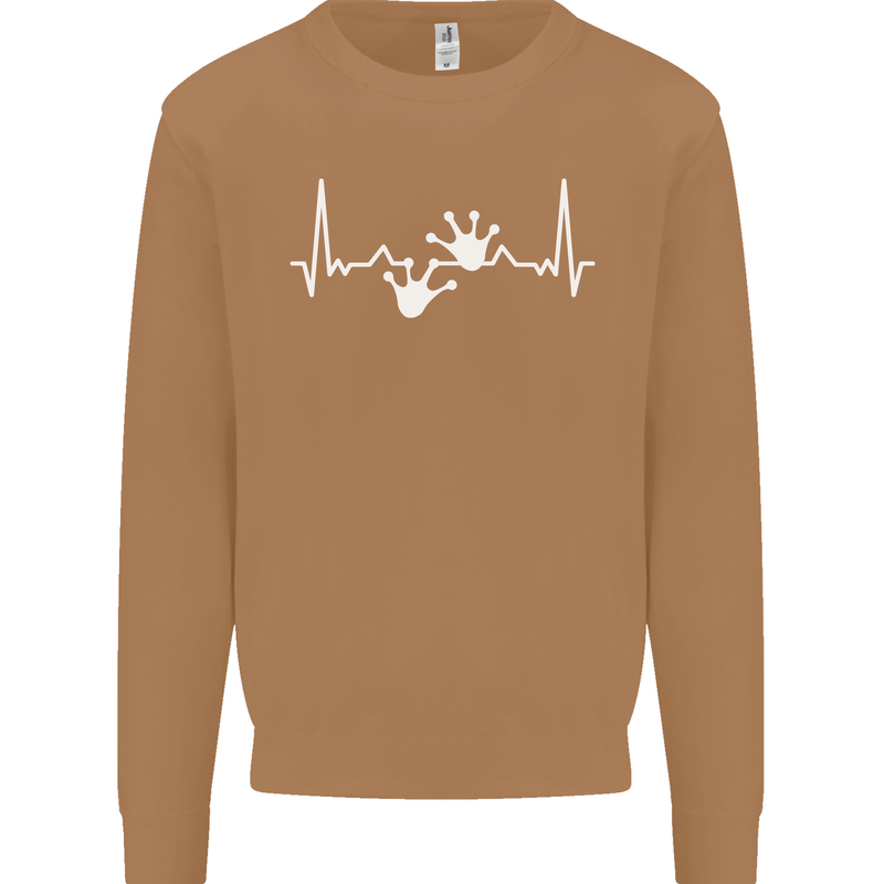 Lizard ECG Gekko Pulse Iguana Gecko Mens Sweatshirt Jumper Caramel Latte