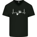 Lizard ECG Gekko Pulse Iguana Gecko Mens V-Neck Cotton T-Shirt Black