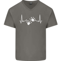 Lizard ECG Gekko Pulse Iguana Gecko Mens V-Neck Cotton T-Shirt Charcoal