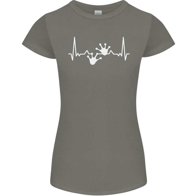 Lizard ECG Gekko Pulse Iguana Gecko Womens Petite Cut T-Shirt Charcoal