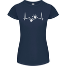 Lizard ECG Gekko Pulse Iguana Gecko Womens Petite Cut T-Shirt Navy Blue