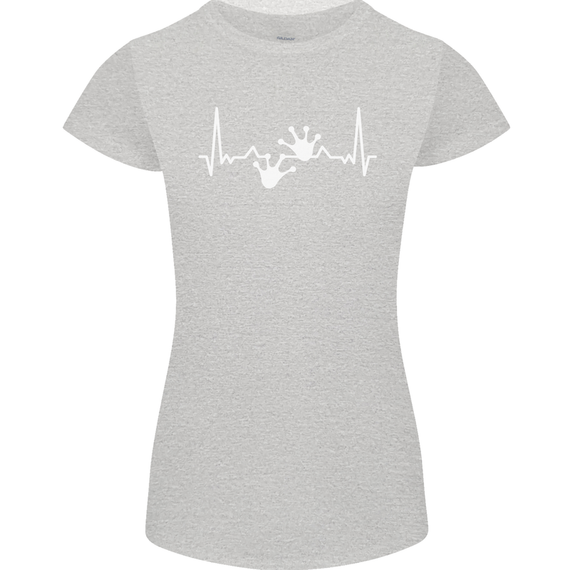 Lizard ECG Gekko Pulse Iguana Gecko Womens Petite Cut T-Shirt Sports Grey