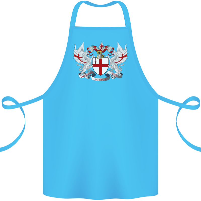 London Coat of Arms England St Georges Day Cotton Apron 100% Organic Turquoise