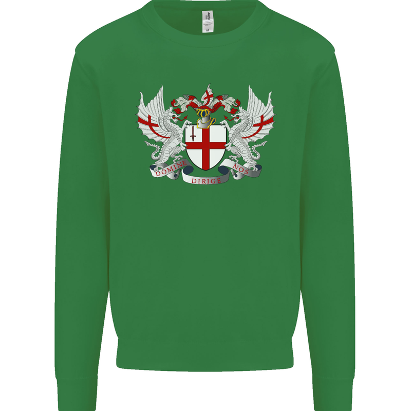 London Coat of Arms England St Georges Day Kids Sweatshirt Jumper Irish Green