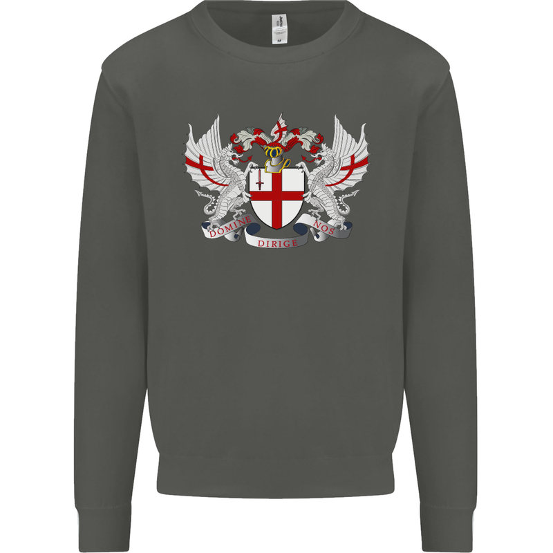 London Coat of Arms England St Georges Day Kids Sweatshirt Jumper Storm Grey
