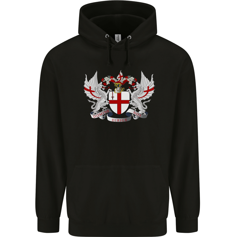 London Coat of Arms England St Georges Day Mens 80% Cotton Hoodie Black