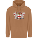 London Coat of Arms England St Georges Day Mens 80% Cotton Hoodie Caramel Latte
