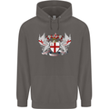 London Coat of Arms England St Georges Day Mens 80% Cotton Hoodie Charcoal