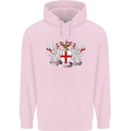 London Coat of Arms England St Georges Day Mens 80% Cotton Hoodie Light Pink
