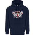 London Coat of Arms England St Georges Day Mens 80% Cotton Hoodie Navy Blue