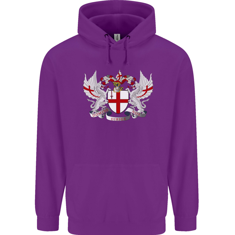 London Coat of Arms England St Georges Day Mens 80% Cotton Hoodie Purple
