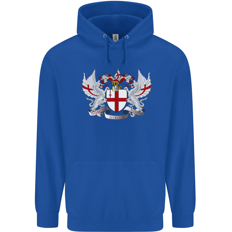 London Coat of Arms England St Georges Day Mens 80% Cotton Hoodie Royal Blue