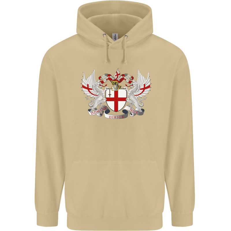 London Coat of Arms England St Georges Day Mens 80% Cotton Hoodie Sand