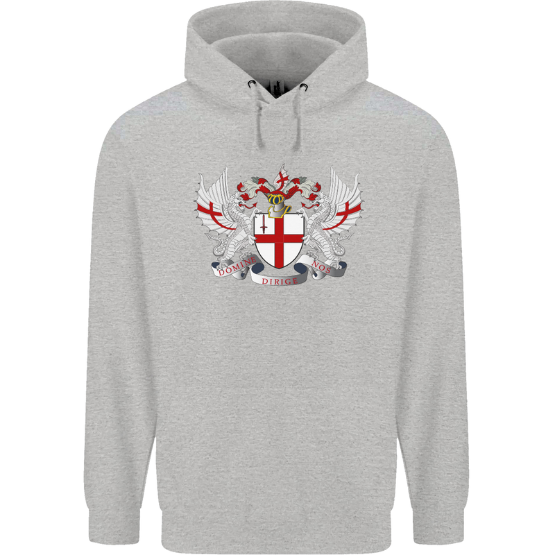 London Coat of Arms England St Georges Day Mens 80% Cotton Hoodie Sports Grey