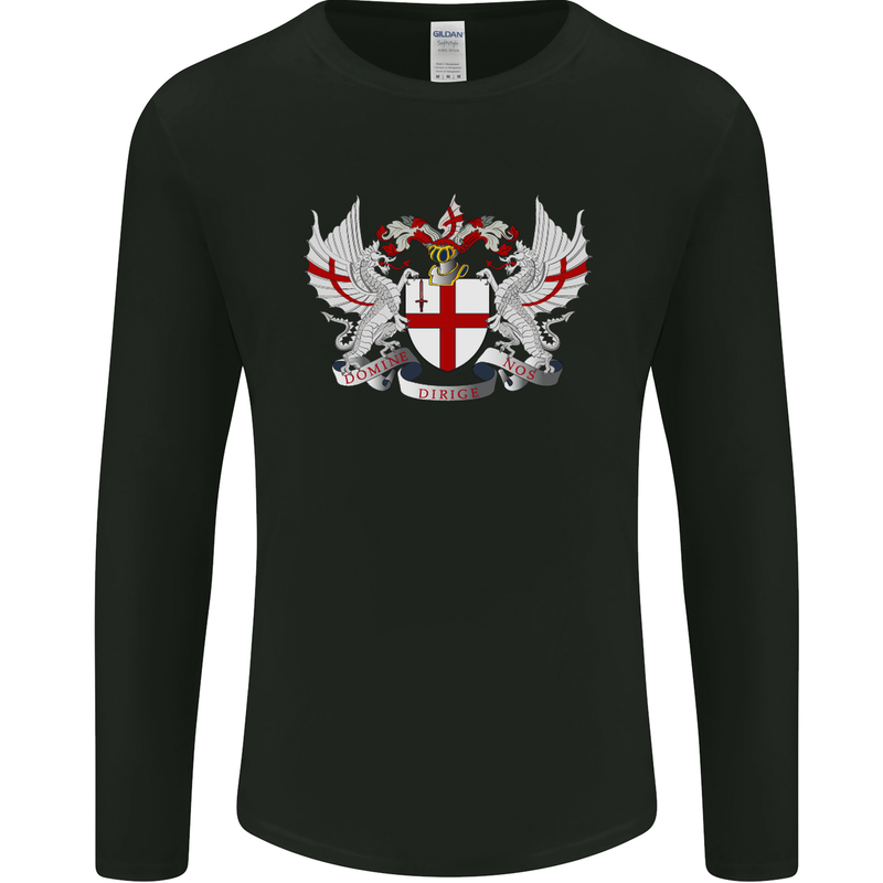 London Coat of Arms England St Georges Day Mens Long Sleeve T-Shirt Black