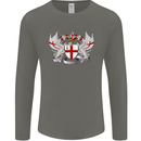 London Coat of Arms England St Georges Day Mens Long Sleeve T-Shirt Charcoal
