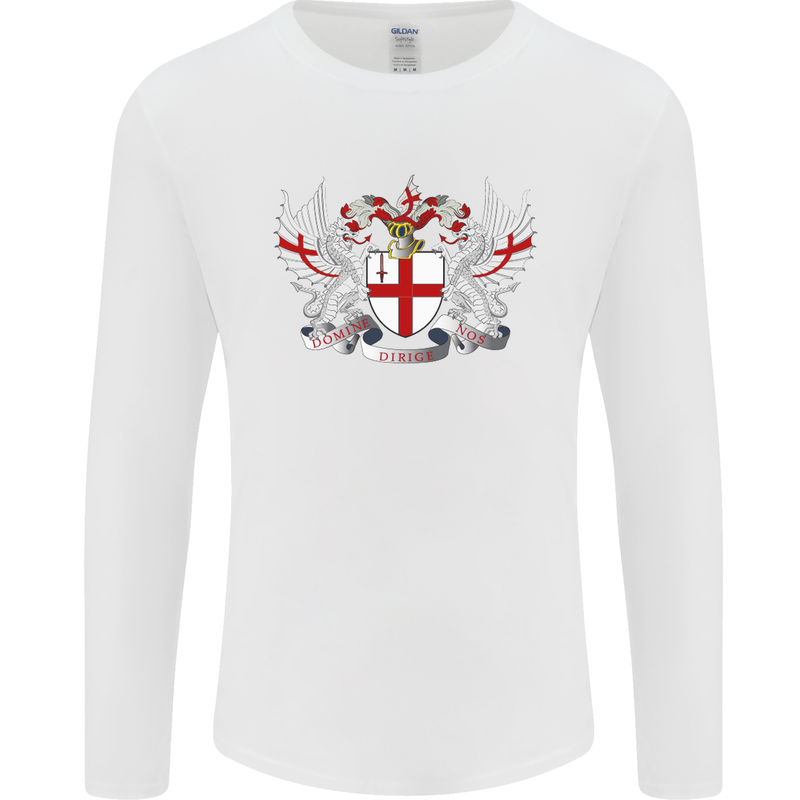 London Coat of Arms England St Georges Day Mens Long Sleeve T-Shirt White